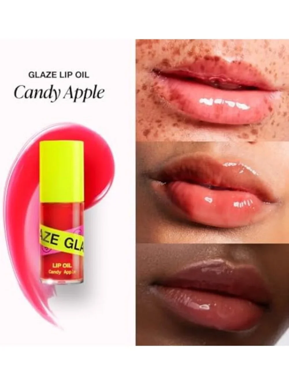 Hydrating Candy Apple Lip Oil - Glossy Finish, Nourishing Formula, 0.2 oz